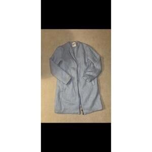 Light Blue Women's Long Wool Blend Coat